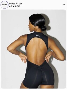 Diosa Fit Black Open-Back Sculpting Romper